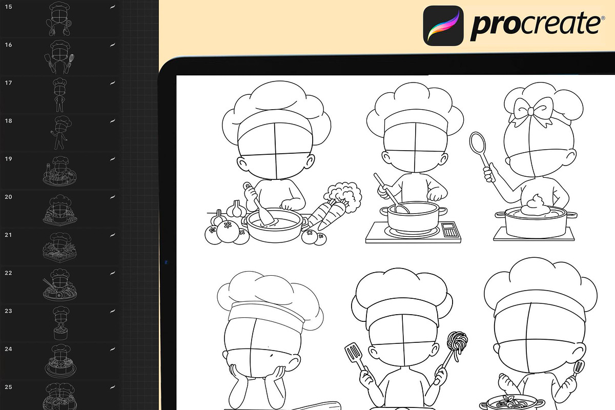 Procreate Chibi Cooking Poses Stamps preview 6