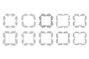 Set of leaf border frames for design