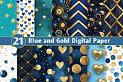 Blue and Gold Digital Paper, an Illustration by Dream Creation (Thumbnail 1 of 4)