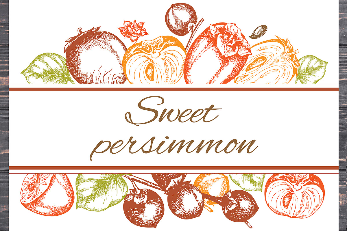 Sweet Persimmon Fruit Vintage Kit, a Food Illustration by Artspace (Photo 5 of 6)