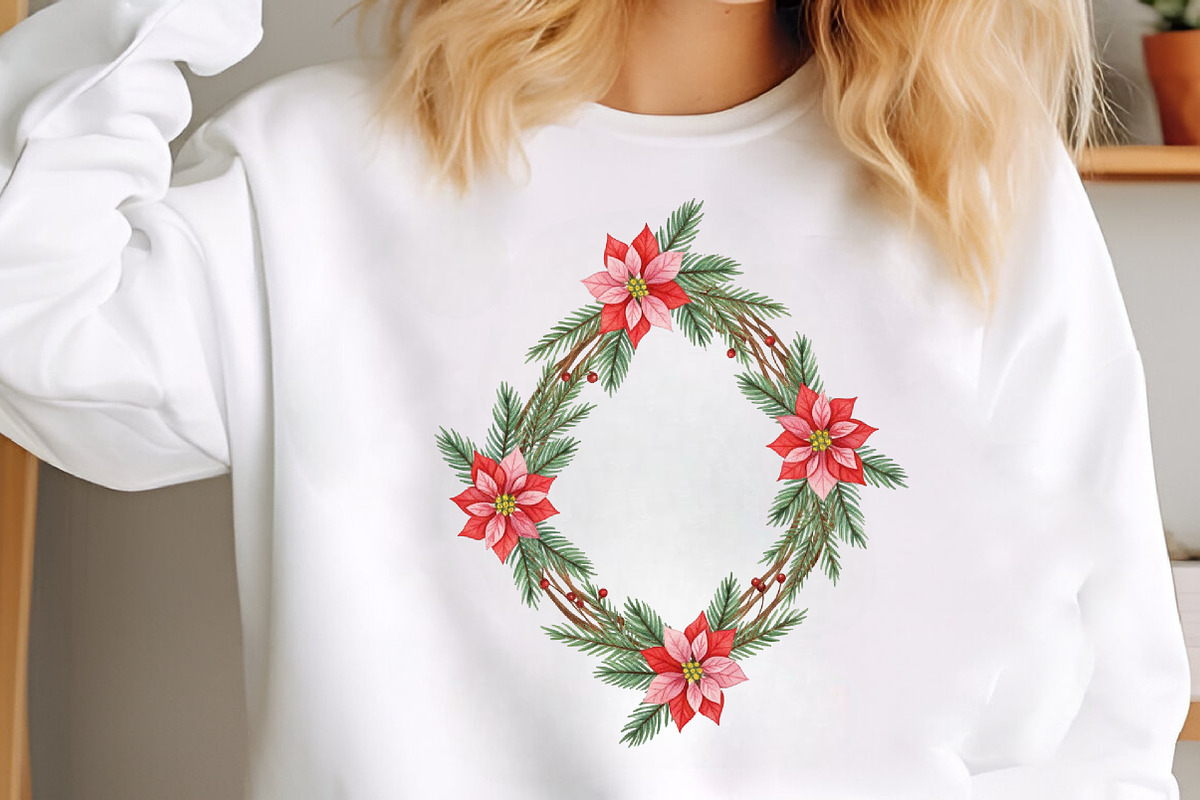 Poinsettia Christmas Wreaths Clipart, an Illustration by SinaCreation (Photo 4 of 7)