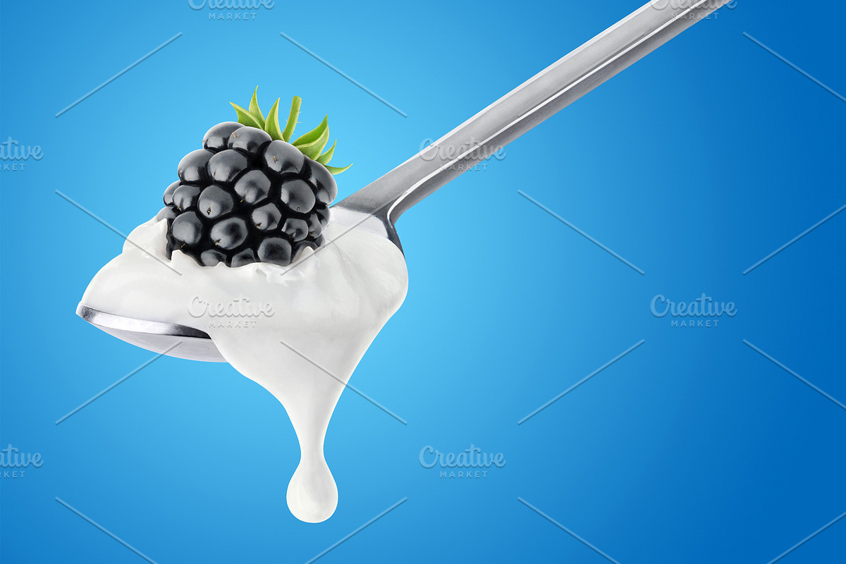 Fruit yogurt on spoons, an Object Graphic by Fruits+Veggies (Photo 7 of 14)