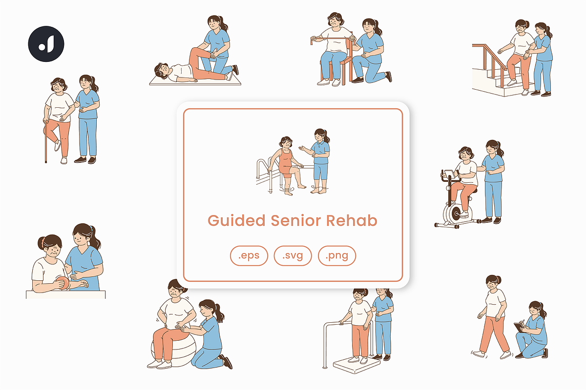Guided Senior Rehab Illustration, an Object Graphic by Jump Studio (Photo 1 of 12)