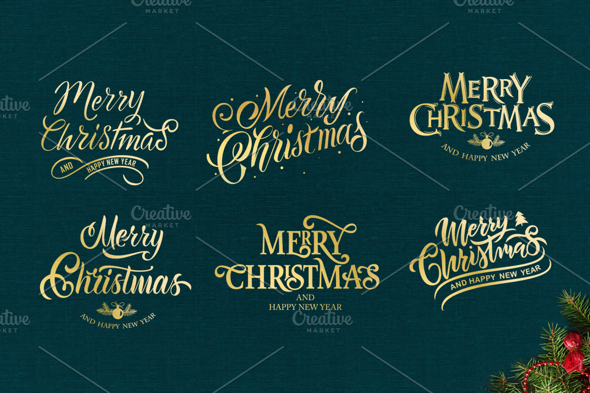 Merry Christmas watercolor set, a Poster Template by Anna's Lettering (Photo 12 of 18)