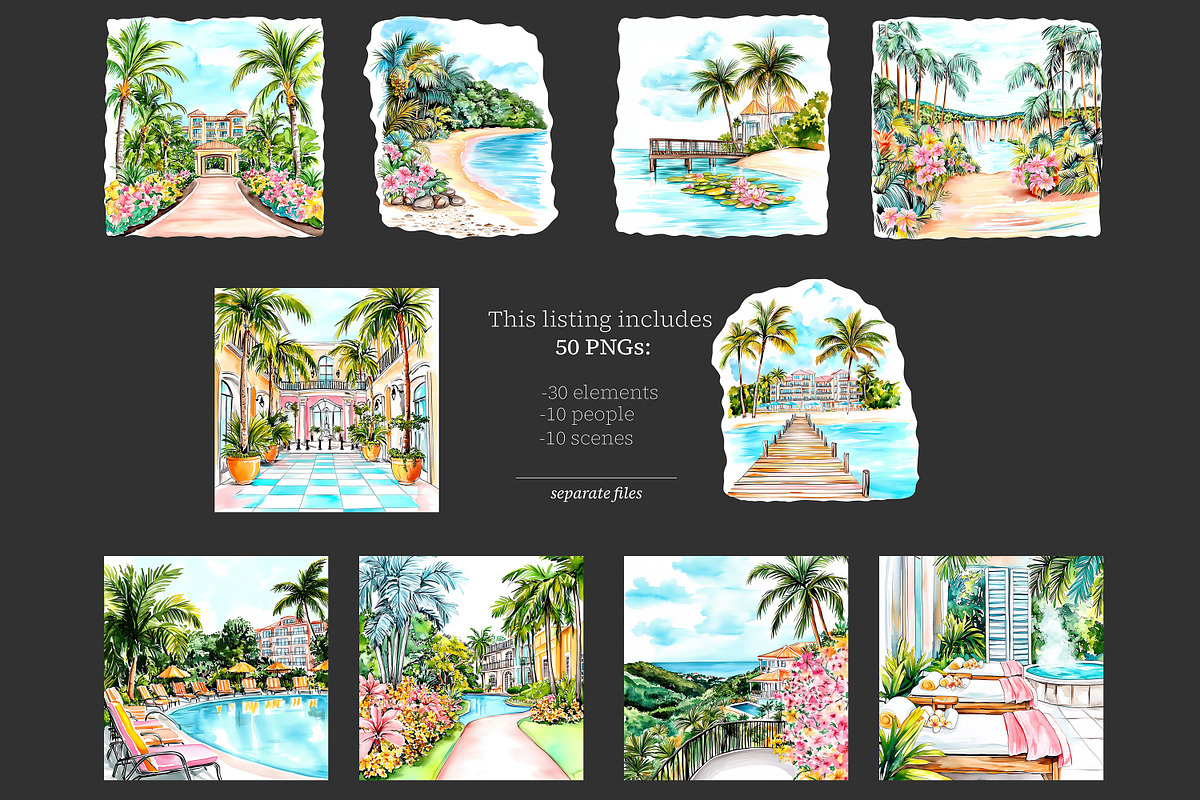 Tropical Summer Clipart | Vacation, a Person Illustration by GlamArtZhanna (Photo 8 of 8)