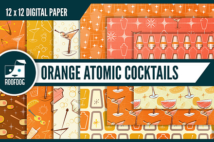 Orange cocktail shaker digital paper