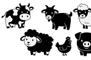 Cute Farm Animal Silhouette Bundle, an Illustration by hafijul (Thumbnail 24 of 51)