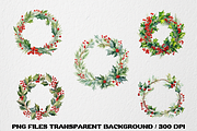 Christmas Wreath Sublimation Clipart, a Decorative Illustration by SindyPrintDesign (Thumbnail 2 of 3)