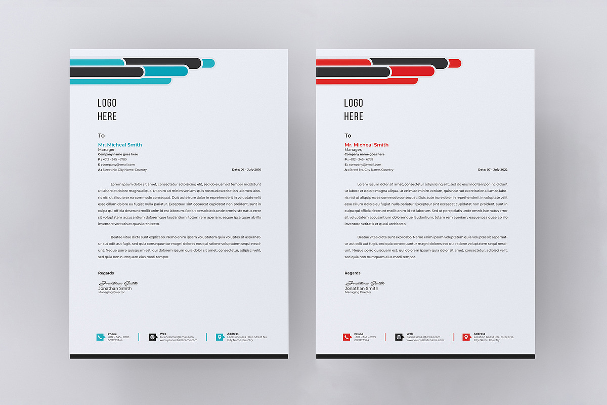 Letterhead Ms Word Google Docs Pages, a Stationery Template by Tbunny (Photo 3 of 5)