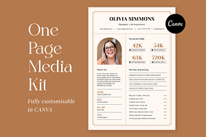 One Page Media Kit For Influencers