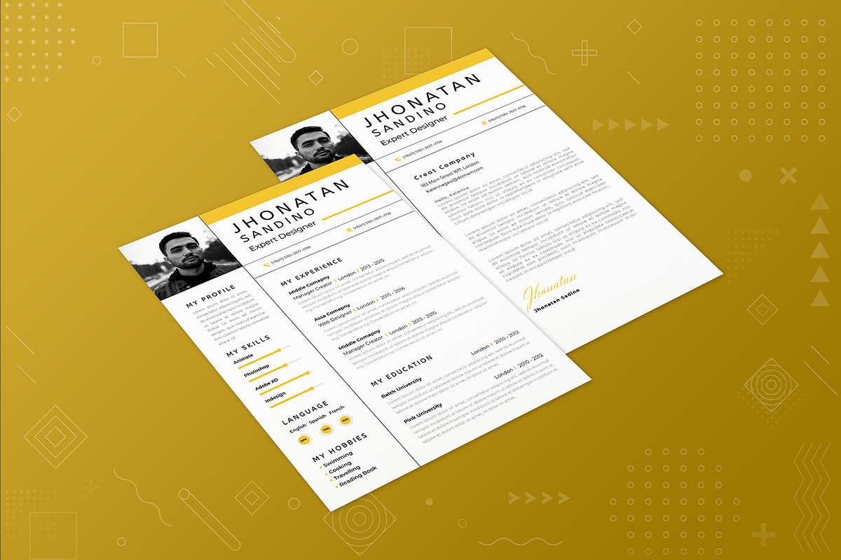 Cool Yellow CV Resume, a Resume Template by Fannan Studio (Photo 2 of 2)