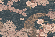 Japanese Cherry Blossom Wave Pattern, a Pattern Graphic by KA7-Designs (Thumbnail 2 of 10)