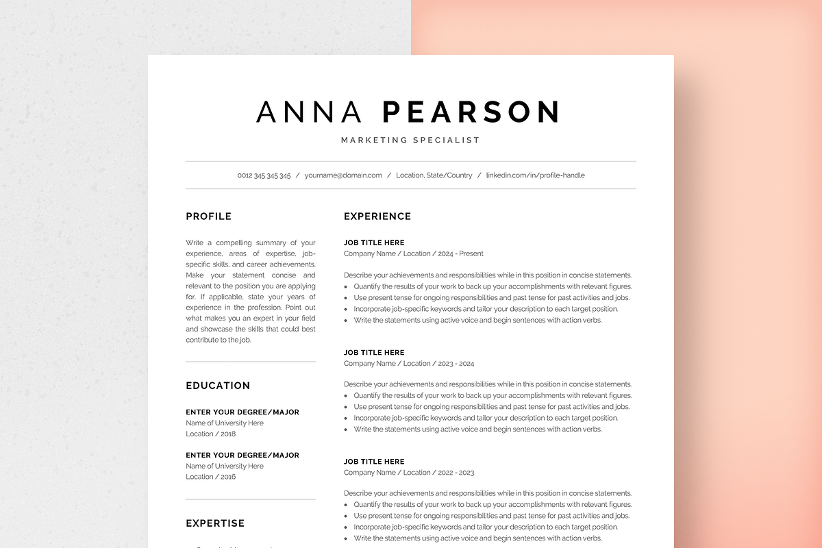 Resume Template Anna, a Resume Template by Olympia Resume (Photo 1 of 6)