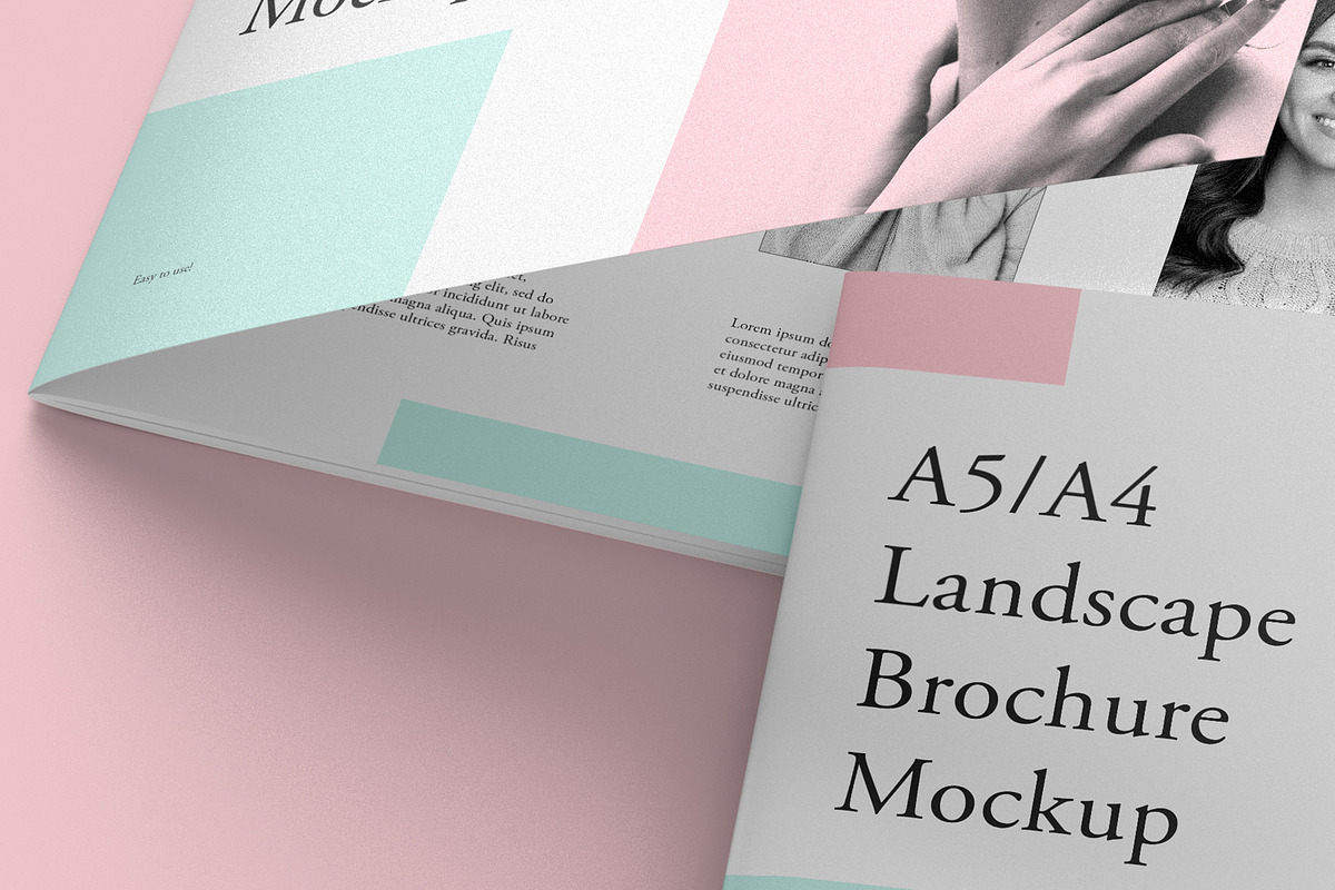 5 A4 Landscape Brochure Mockup, a Books & Magazine Mockup by Illusiongraphic (Photo 19 of 25)