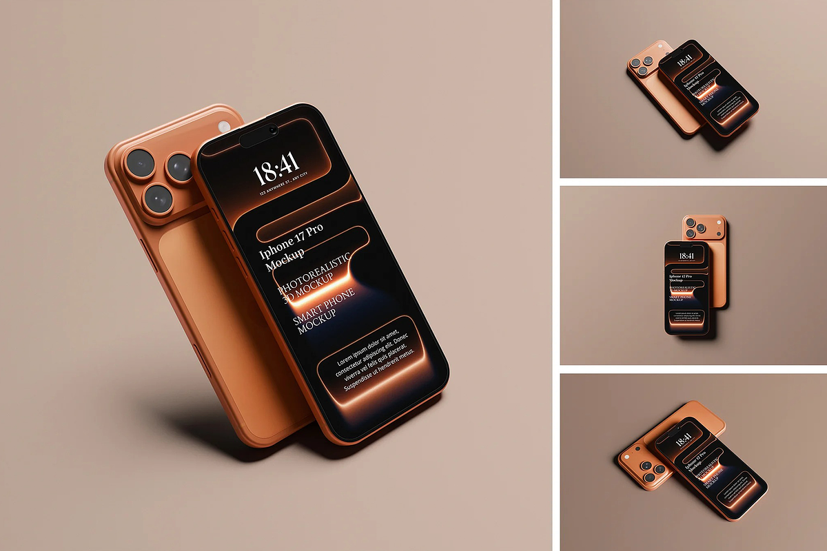 52 iphone 17 Pro, Pro Max Mockup Set, an iPhone Mockup by Custom.scene (Photo 11 of 17)