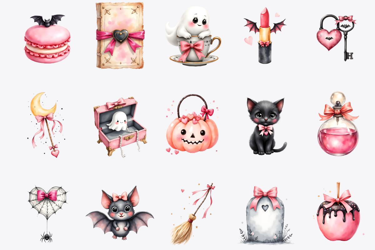 Coquette Halloween Clipart Bundle, a Decorative Illustration by Anca Digital Vibe (Photo 3 of 7)