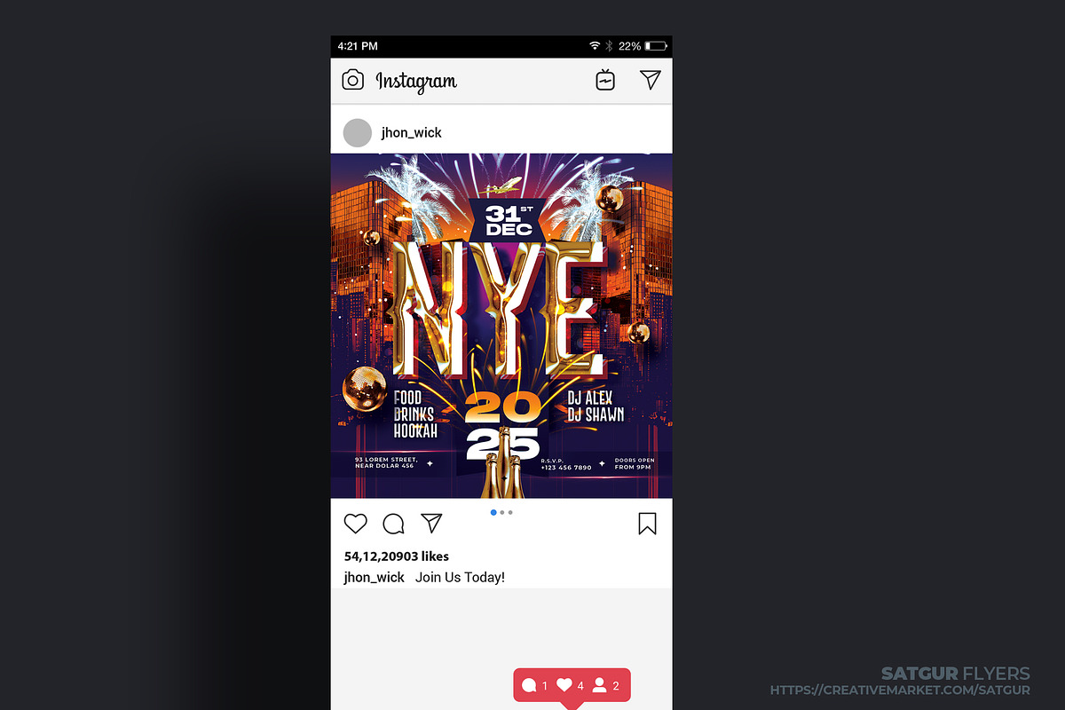 New Year Party Flyer Template, a Flyer Template by Satgur Graphic Design (Photo 3 of 4)