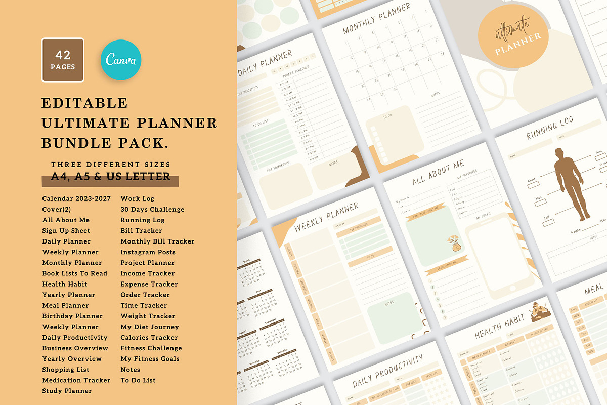 CANVA ULTIMATE PLANNER BUNDLE Vol.11, a Stationery Template by MNT-Creator