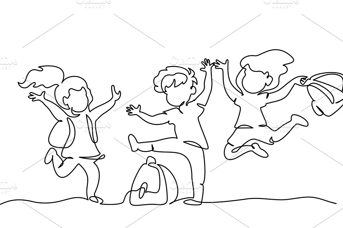 Happy boy and girls pupils with, a Person Illustration by Valenty