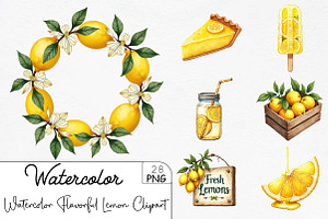 Watercolor Flavorful Lemon Clipart, an Illustration by CrexoraLab