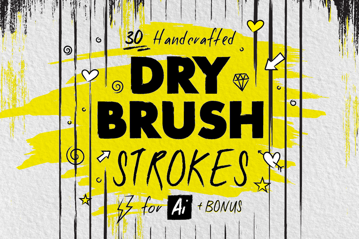 30 DRY BRUSH Strokes for Illustrator, a Brush Add-On by BooTique (Photo 1 of 4)