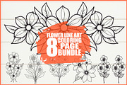 Flower Outline Art Printable bundle, an Illustration by yasushie (Thumbnail 1 of 9)