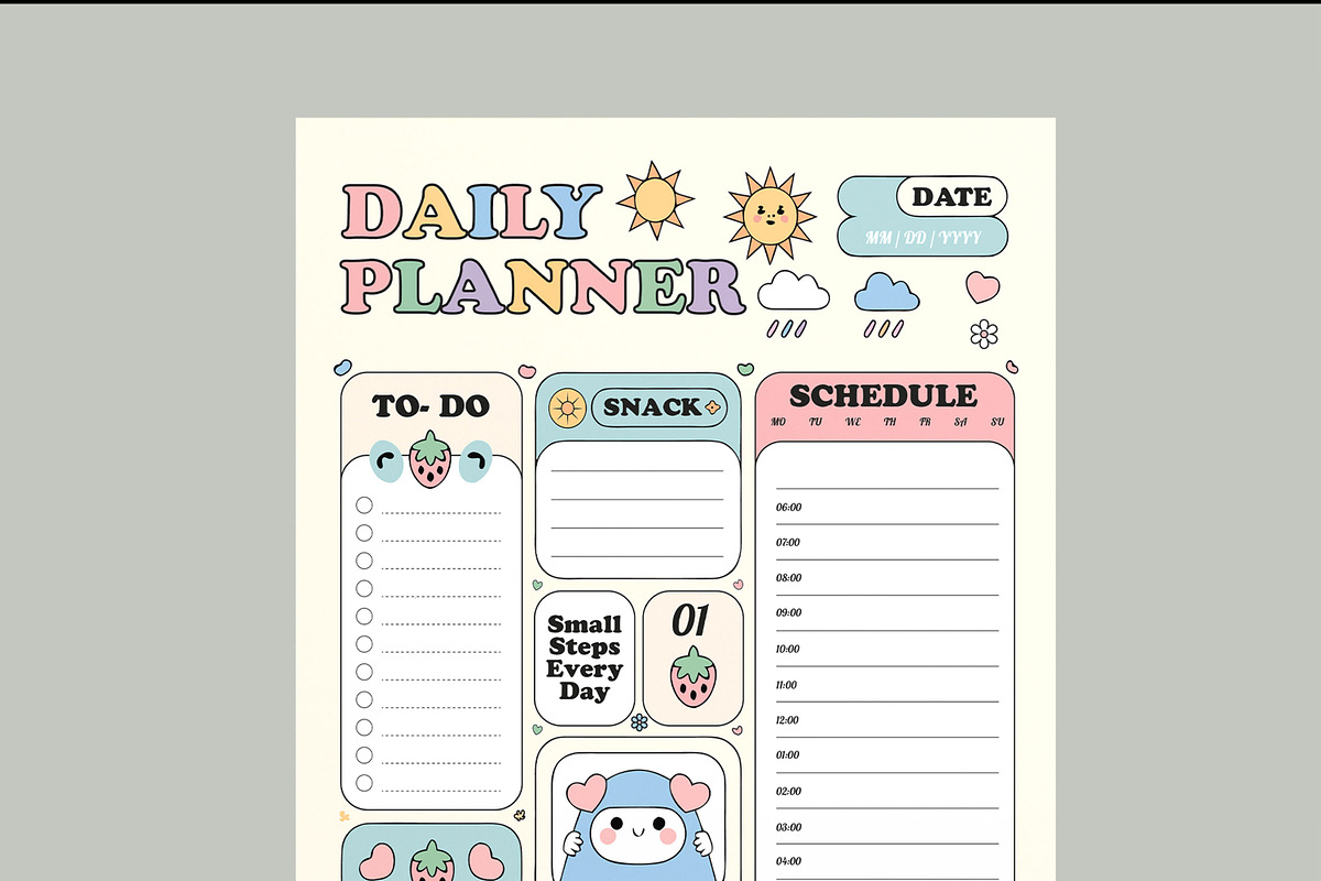 Daily Planner Template, a Stationery Template by MightyDesign (Photo 4 of 8)