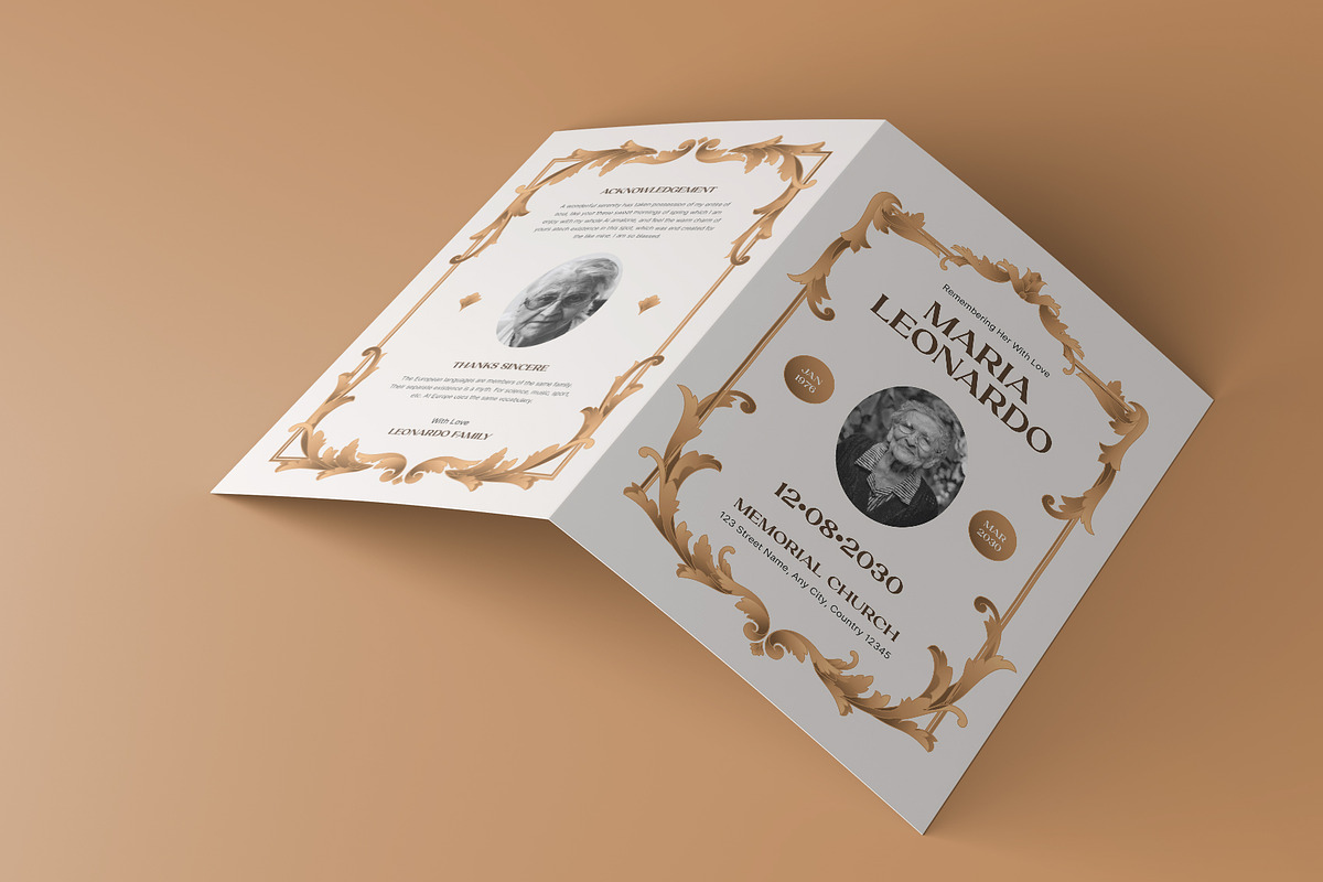 Classic Frame Funeral Program, a Brochure Template by Neermana (Photo 3 of 4)