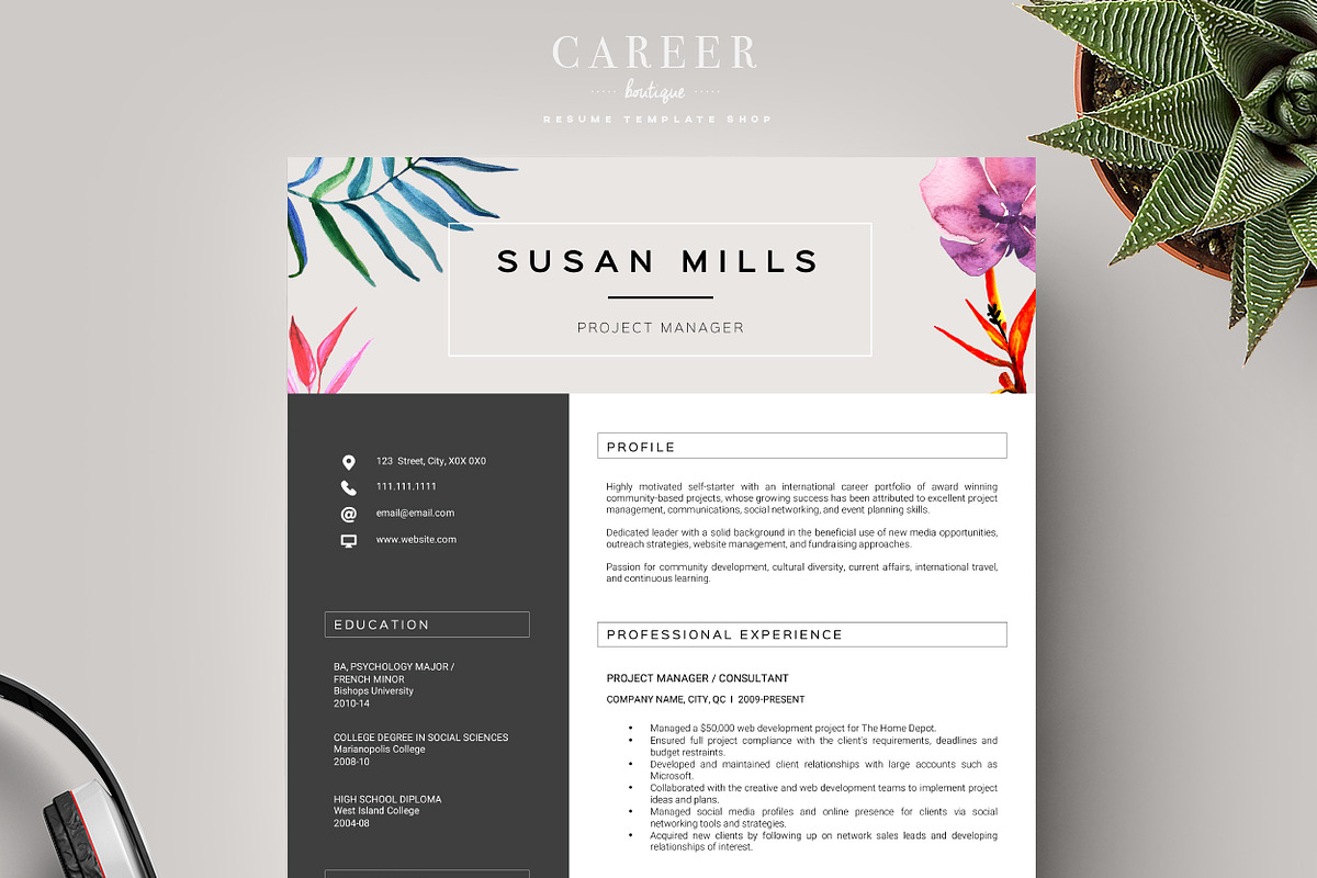 Modern Resume & CoverLetter Template, a Resume Template by careerboutique (Photo 1 of 6)