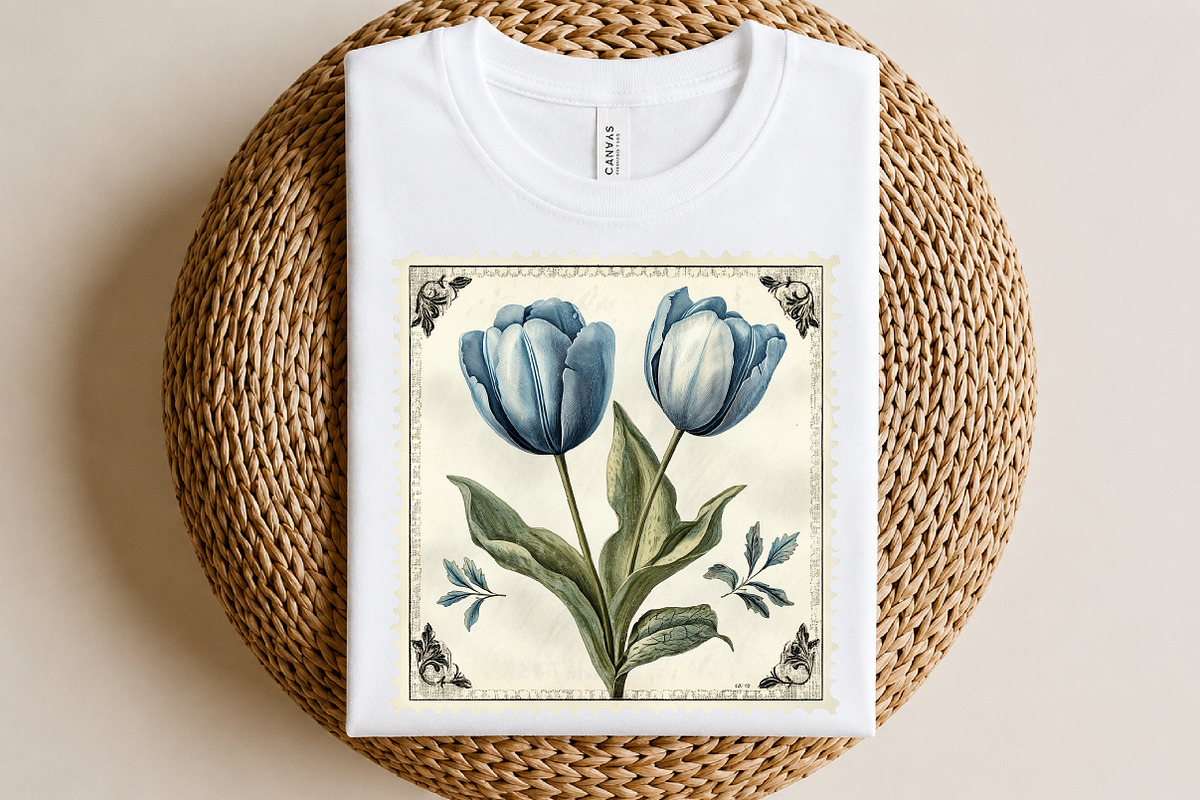 Vintage Floral Postage Stamp Clipart, a Transportation Illustration by Digital Artistic99 (Photo 7 of 10)