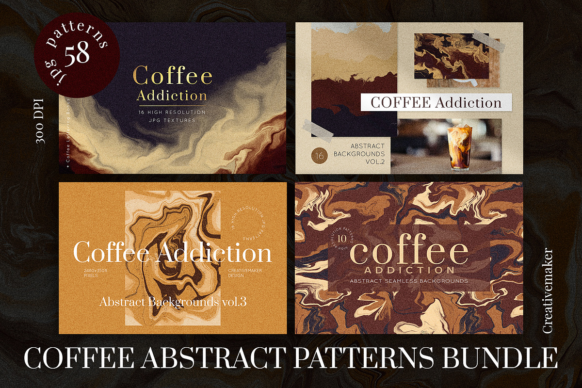COFFEE ABSTRACT PATTERNS BUNDLE, a Texture Graphic by Creativemaker (Photo 1 of 21)
