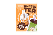 Bubble tea set + ad backgrounds, a Food Illustration by PaperTrident (Thumbnail 8 of 11)