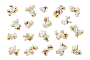 Set of popcorn on white background, a Food & Drink Photo by innakreativ