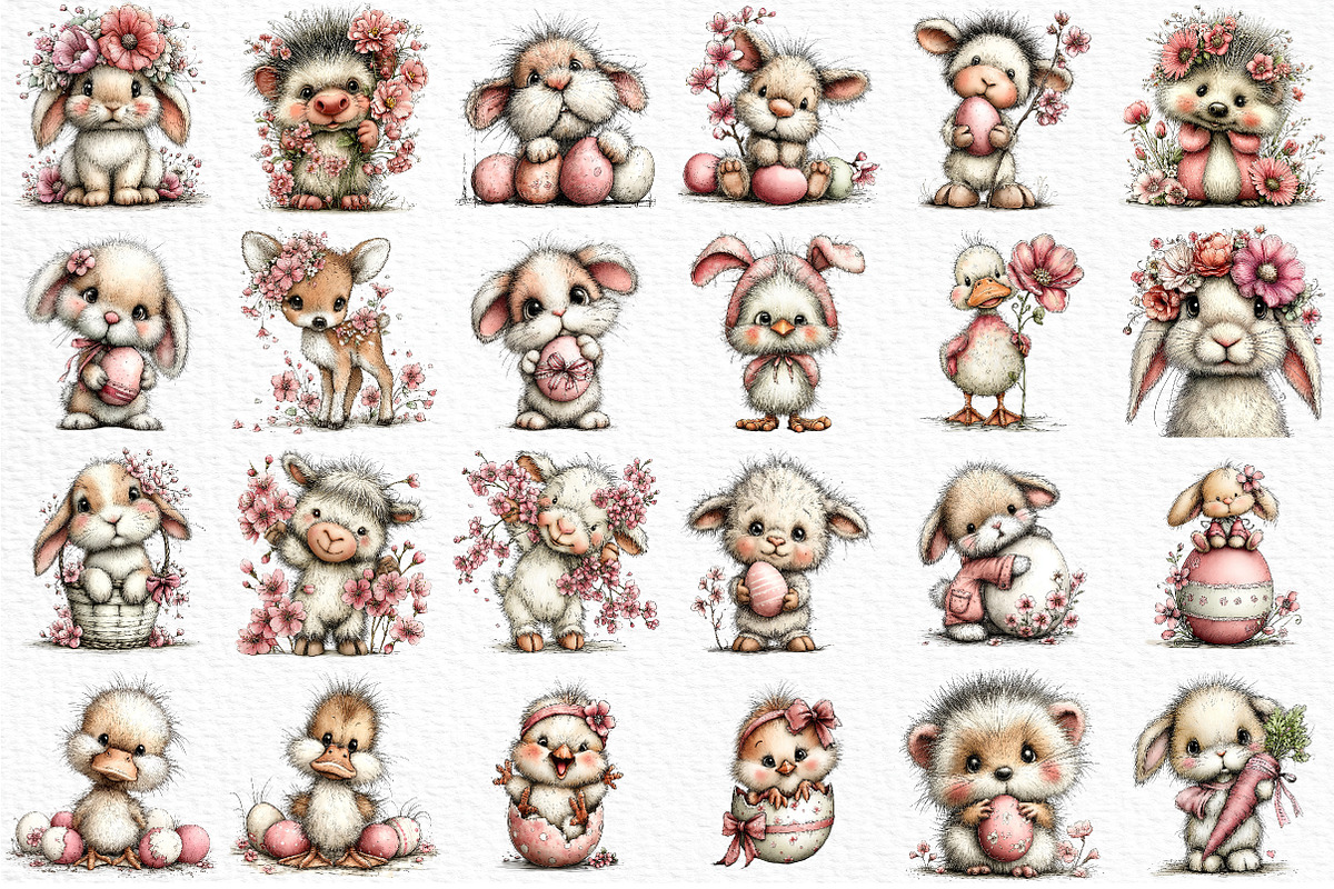 Whimsical Easter Animals Clipart PNG, an Illustration by Craft Nest (Photo 6 of 11)