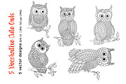 5 Decorative Cute Owls, an Animal Illustration by Elen-Lane (Thumbnail 2 of 5)