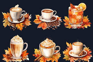 Watercolor Fall Drink Clipart