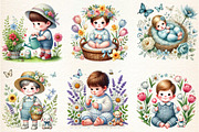 Cute Spring Baby Boy Clipart Flowers, an Illustration by DreamArtGraphic (Thumbnail 2 of 5)