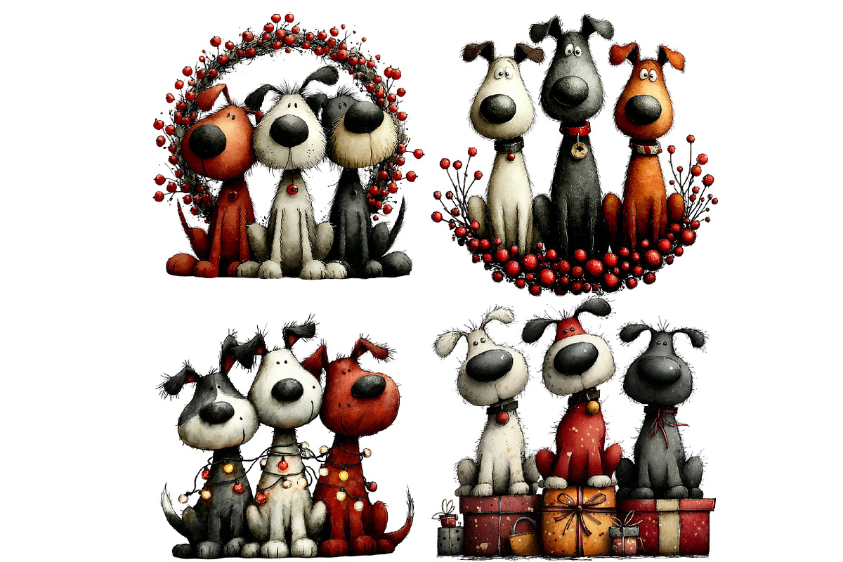 Christmas Whimsical Dogs  Clipart, an Illustration by Designworld (Photo 3 of 4)