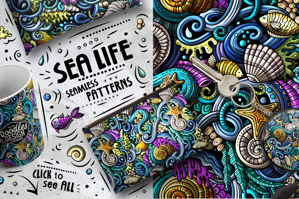 Sea Life Cartoon Doodle Big Pack, a Decorative Illustration by BALABOLKA (Photo 9 of 10)