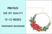 Poinsettia Christmas Wreaths Clipart, an Illustration by SinaCreation (Thumbnail 6 of 7)