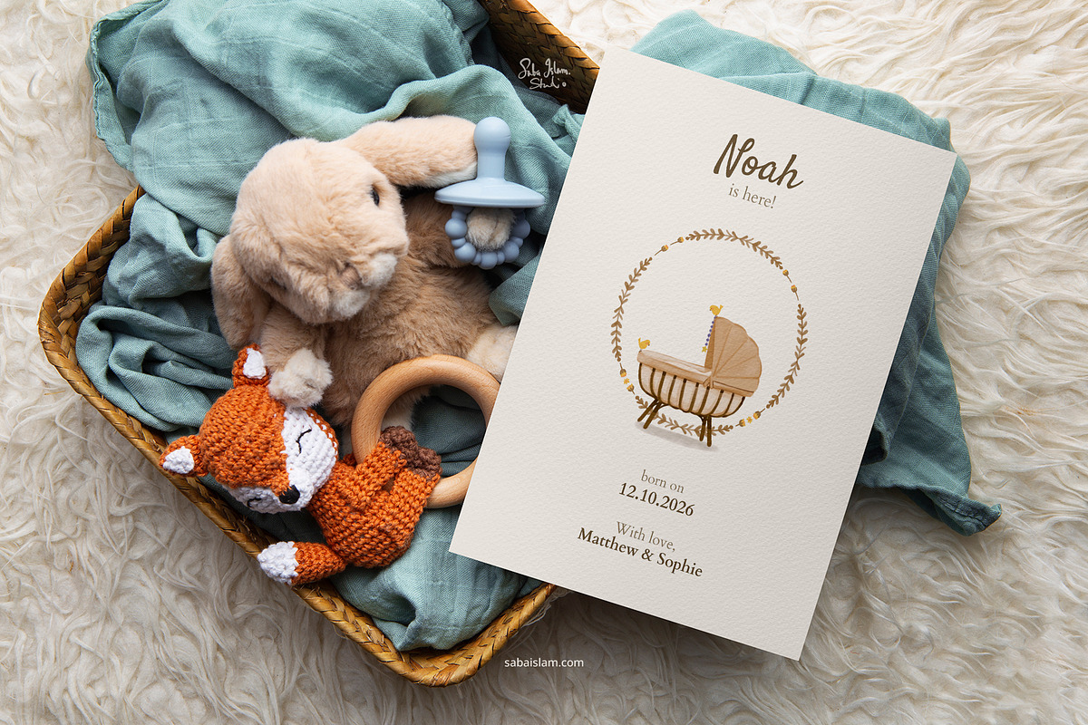 Boho-Brown Birth Announcement, a Card Template by SabaIslam.Studio (Photo 5 of 8)