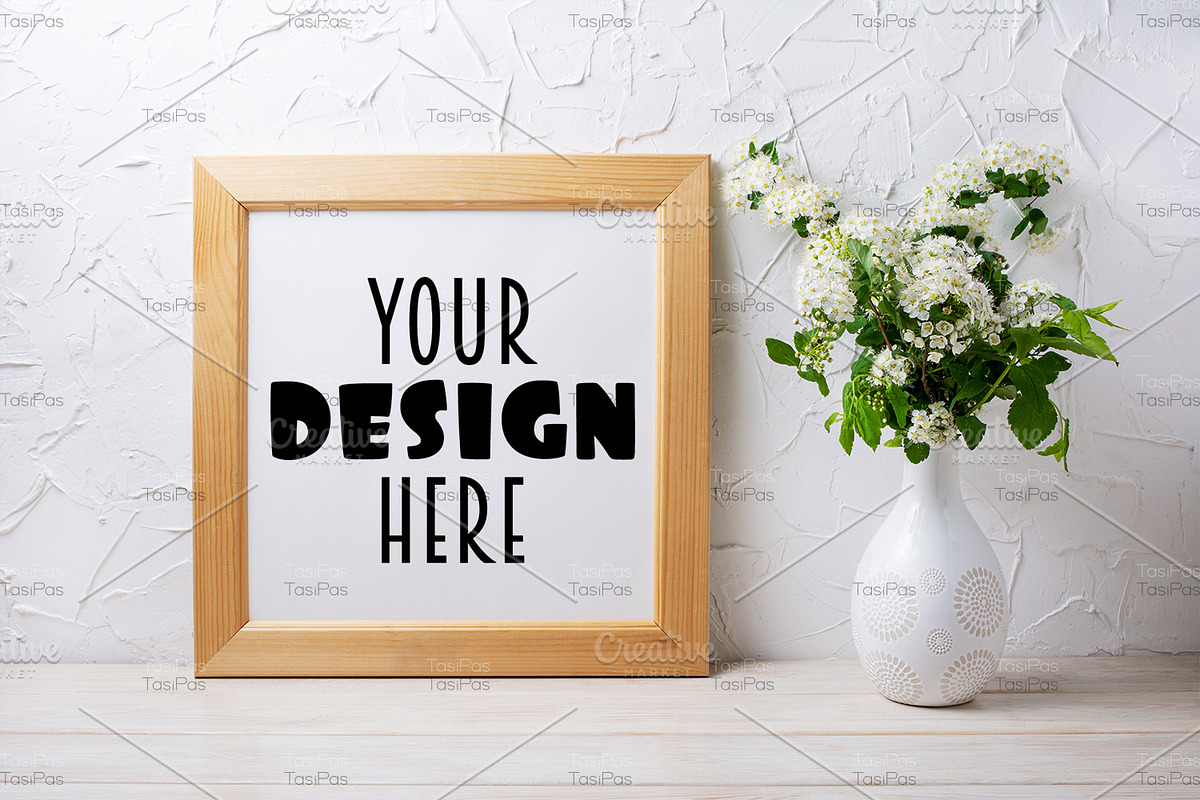 Square frame mockup with viburnum, a Mockup by TasiPas (Photo 2 of 4)