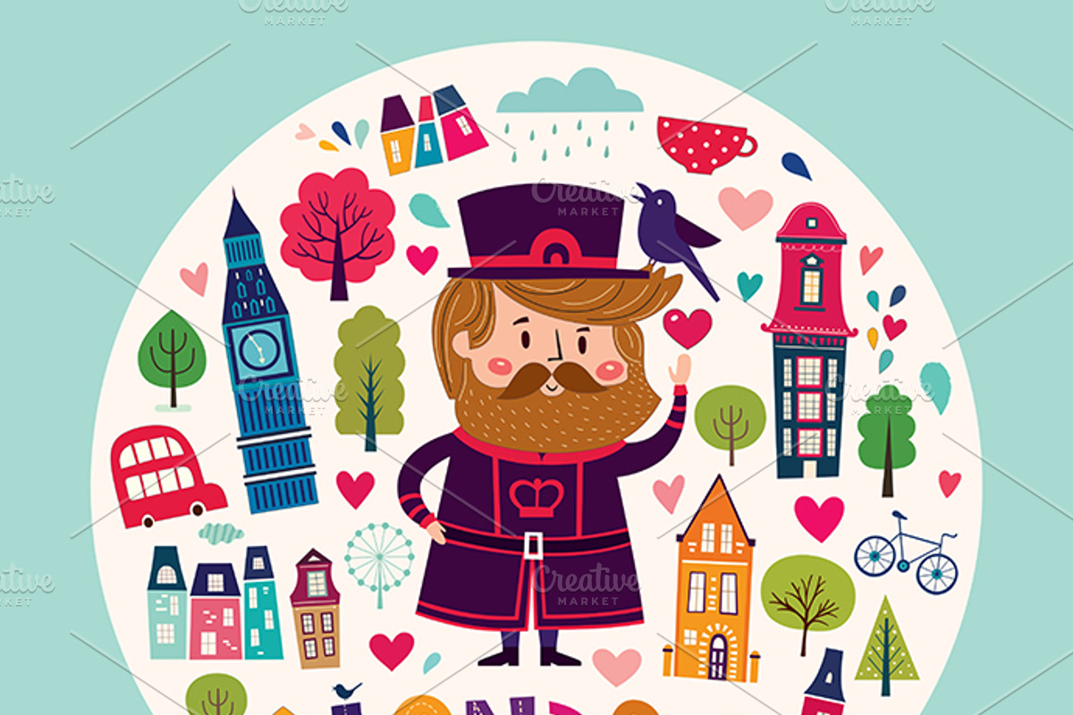 Illustrations with London symbols, a Decorative Illustration by MoleskoStudio (Photo 3 of 9)