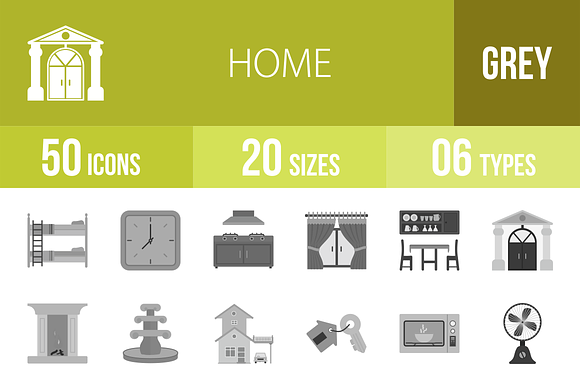 50 Home Greyscale Icons
