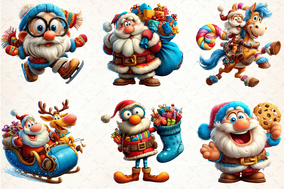 Christmas Funny Santa Clipart, an Illustration by DreamCafeArt (Photo 2 of 8)