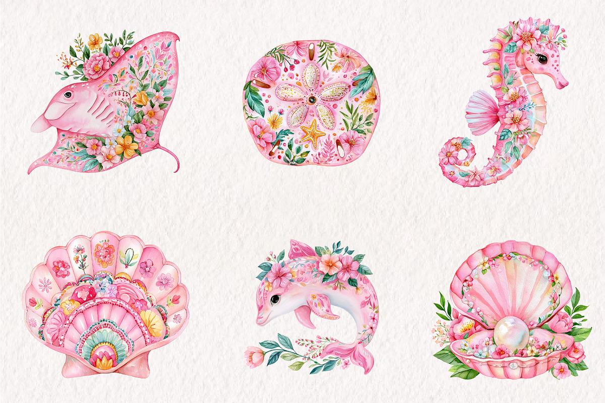 Pink Girly Summer Clipart PNG, a Seasonal Illustration by CreationArt (Photo 3 of 7)