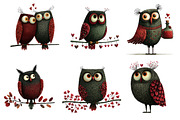 Whimsical valentine Owl Clipart, an Illustration by Dream Creation (Thumbnail 3 of 8)
