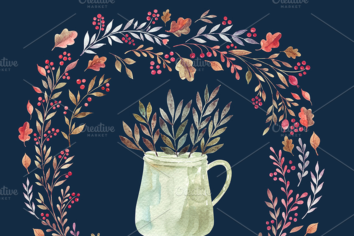 Watercolor autumn collection, an Animal Illustration by MoleskoStudio (Photo 7 of 10)