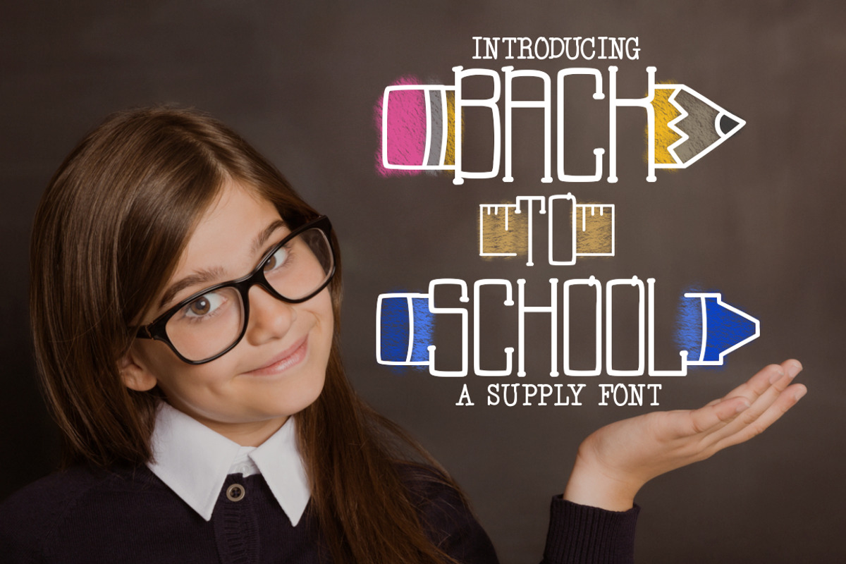 Back to School a Supply Font