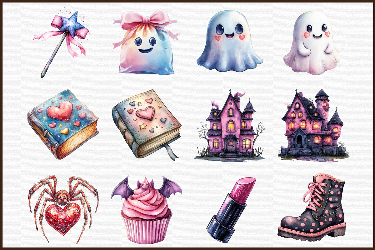 Watercolor Girly Halloween Clipart P, an Illustration by Sublimation Artist (Photo 3 of 6)